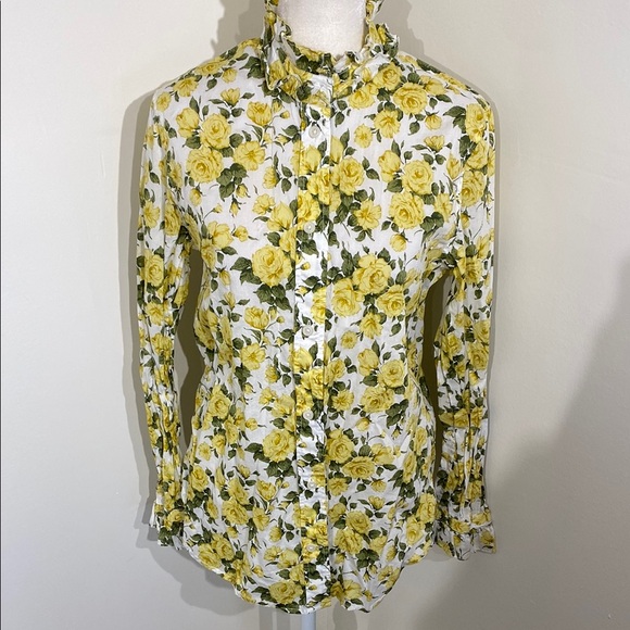 J. Crew Tops - Floral Yellow Button-Up Blouse